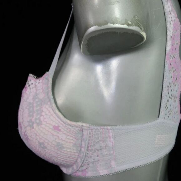 VICTORIA'S SECRET DREAM ANGEL PADDED PLUNGE LACE LAVENDAR GRAY 32D - Picture 3 of 9